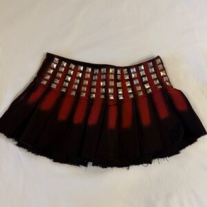 Current Mood Red and Black Studded Mini Skirt